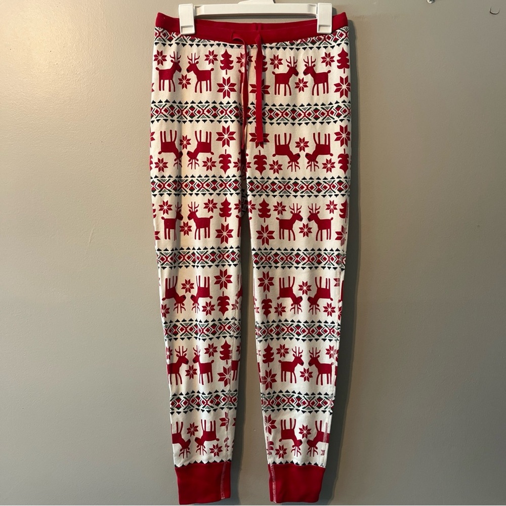 Women’s Hannah Anderson Christmas Reindeer Long John Pajama Pants Medium